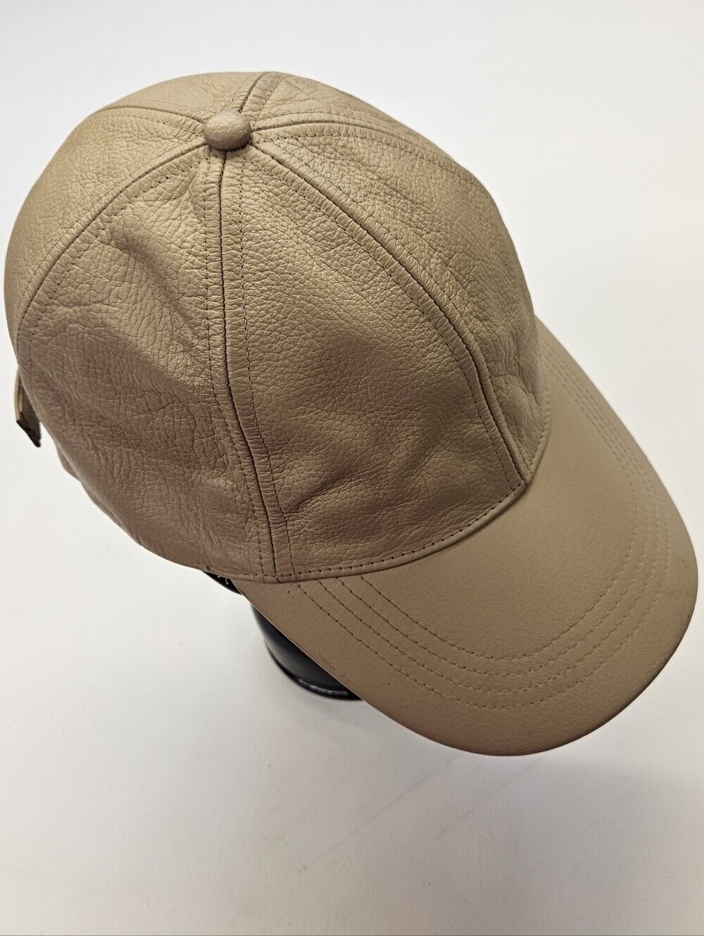 Genuine Leather Hat Cap Tan Beige Adjustable Casual Monochromatic Mens Adult
